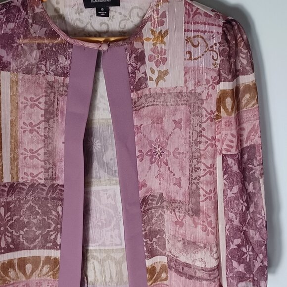Vintage R&M Richards Cardigan Jacket Womens 10 Purple Patchwork Sheer Whimsy - Picture 4 of 9